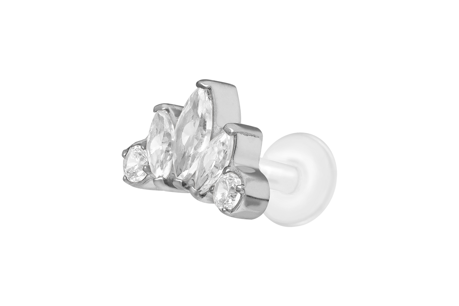 PTFE Labret Piercing mit Innengewinde + Titan-Aufsatz LOTUSBLÜTE